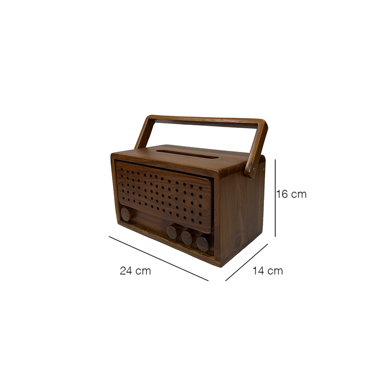 Radio Teak Tissue Box