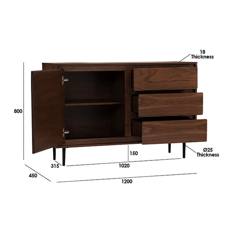 Aster Walnut Sideboard-1.2m