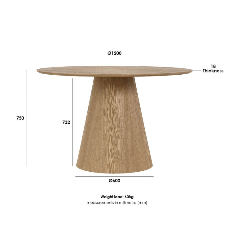 Grace Round Dining Table - 1.2m