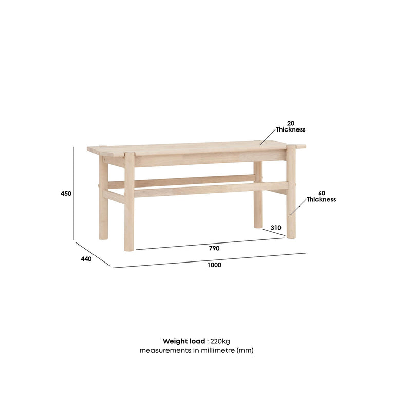 Luna Dining Bench-1.0m