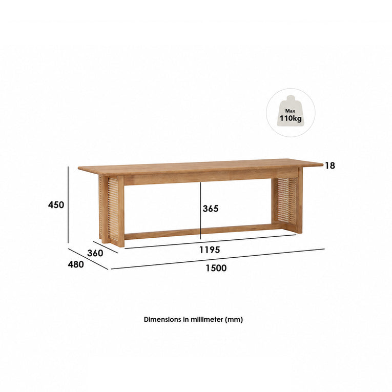 Madison Dining Bench - 1.5m