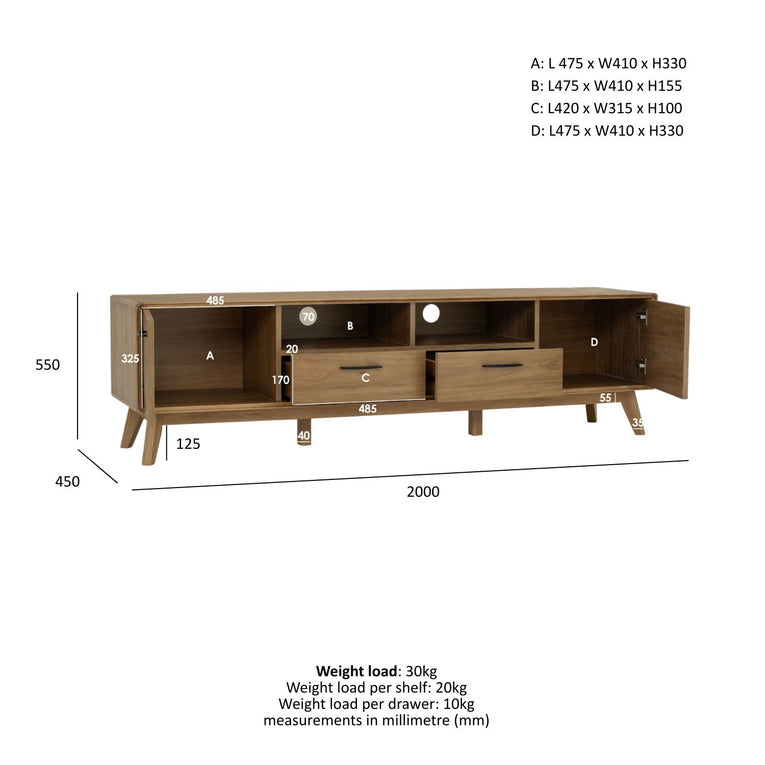 Jana TV Cabinet - 2.0m