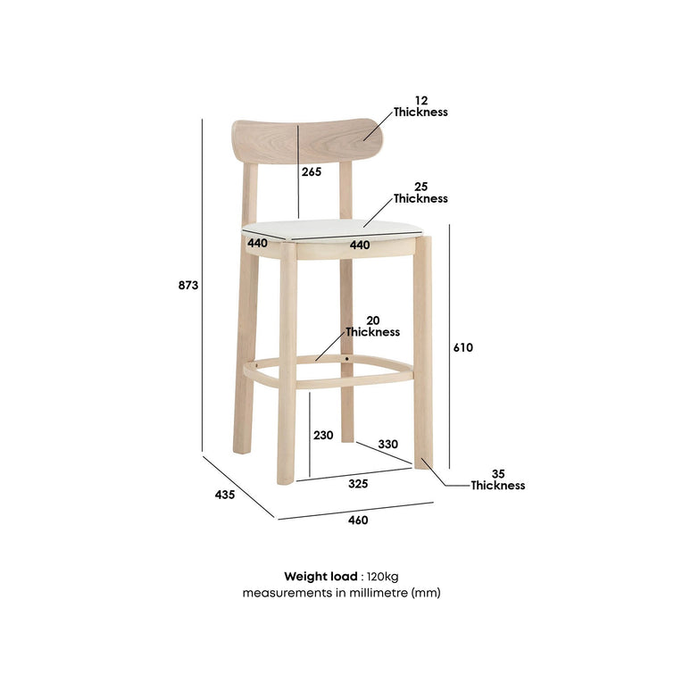 Luna Wooden Counter Stool