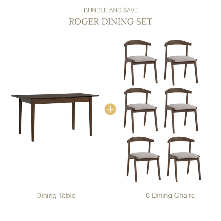 Roger Extendable Dining Set - Walnut