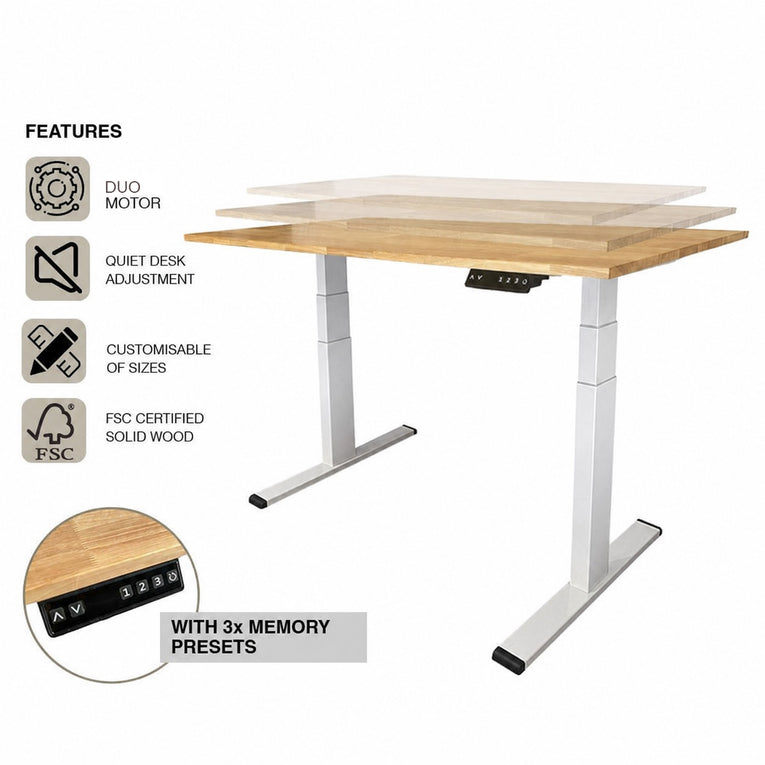 SMART Solid Wood Standing Desk - Duo Motor