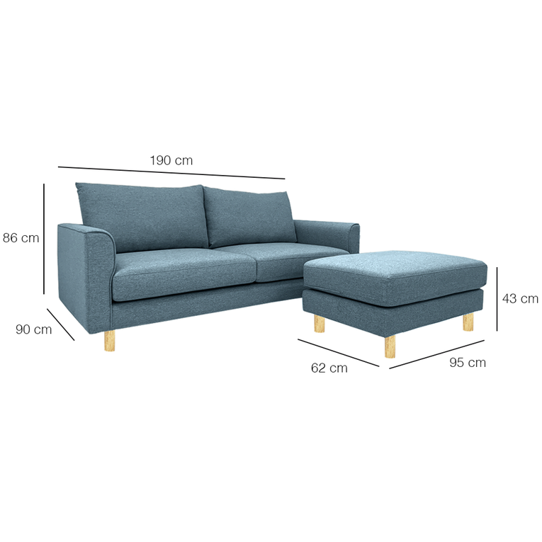 Toby Sofa With Ottoman-EcoClean ZestLivings