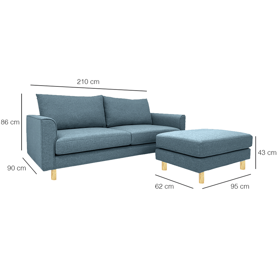 Toby Sofa With Ottoman-EcoClean ZestLivings