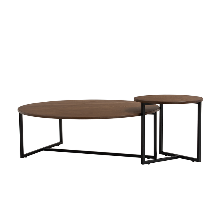 Aspen Round Coffee Table Set-Walnut