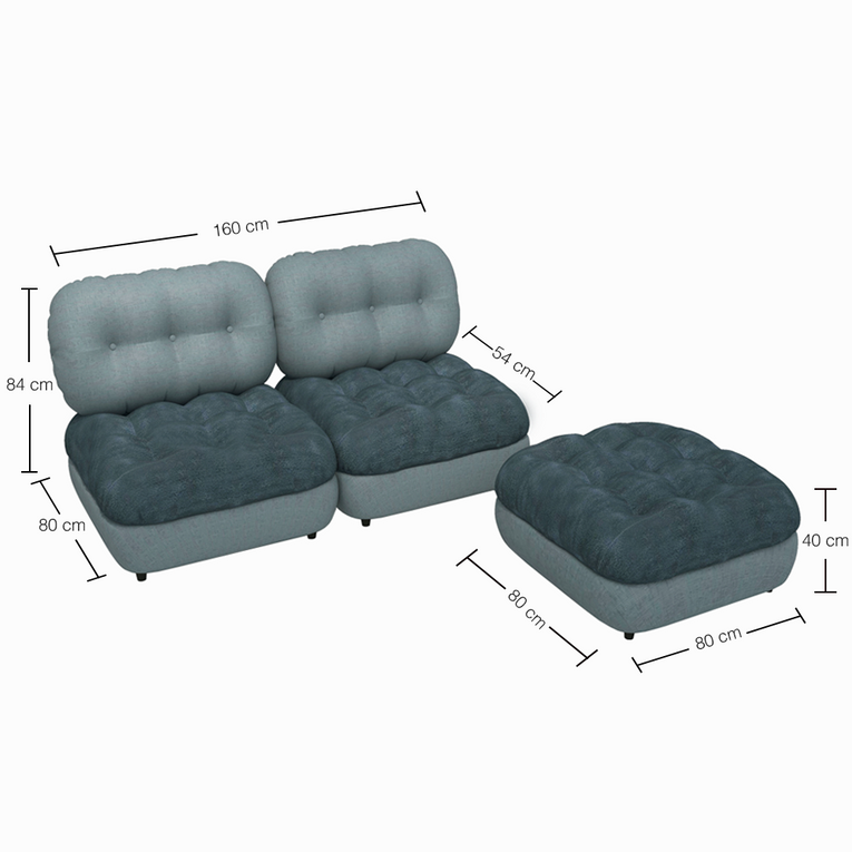 Marlow 2 Seater Sectional With Ottoman