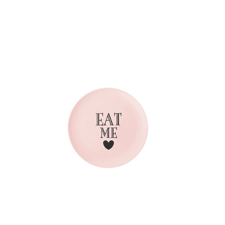 Ms Etoile - Bamboo Melamine Plate Medium "Eat Me" Rose Pink