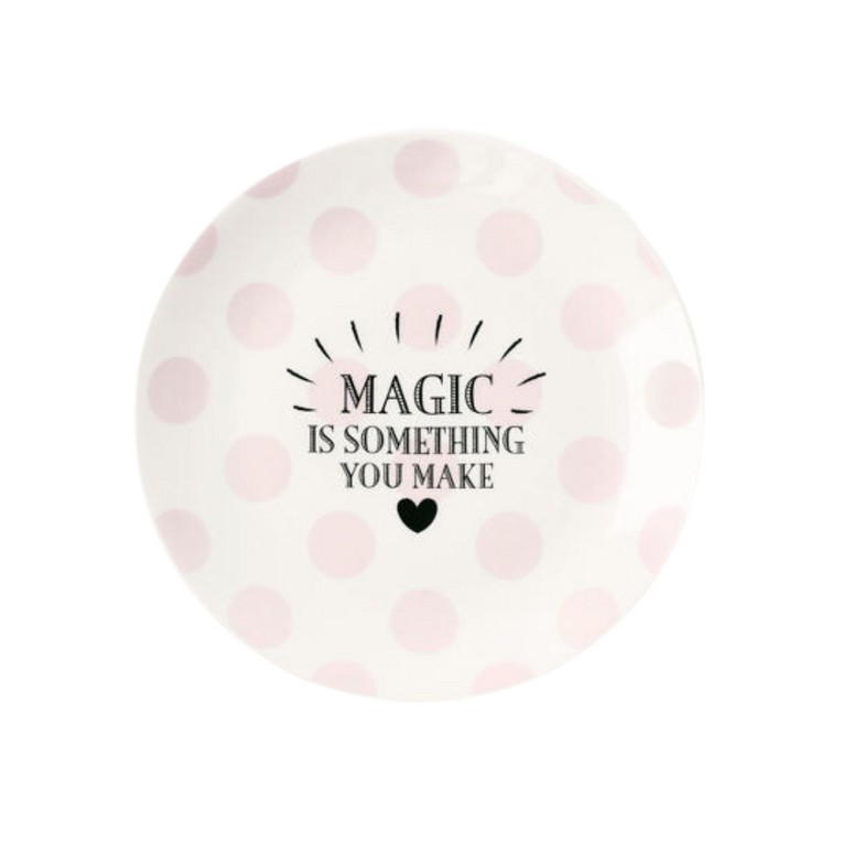 Ms Etoile - Ceramic Plate with Rose Polka Dots "Magic"