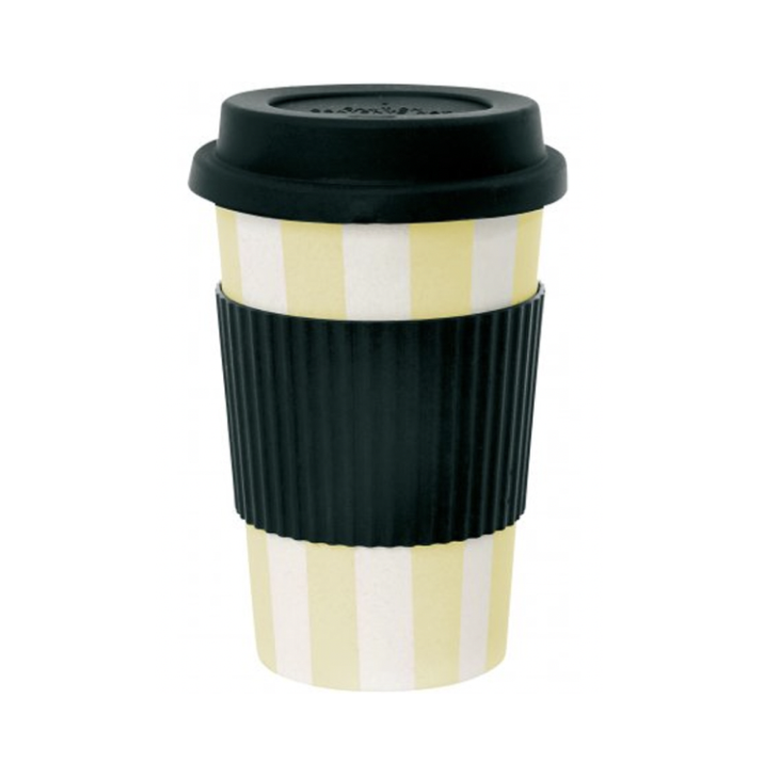 Ms Etoile - Bamboo Melamine Travel Mug with Rubber Lid Lemon Stripe